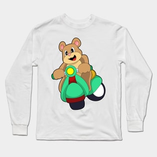 Bear as Biker with Scooter Long Sleeve T-Shirt